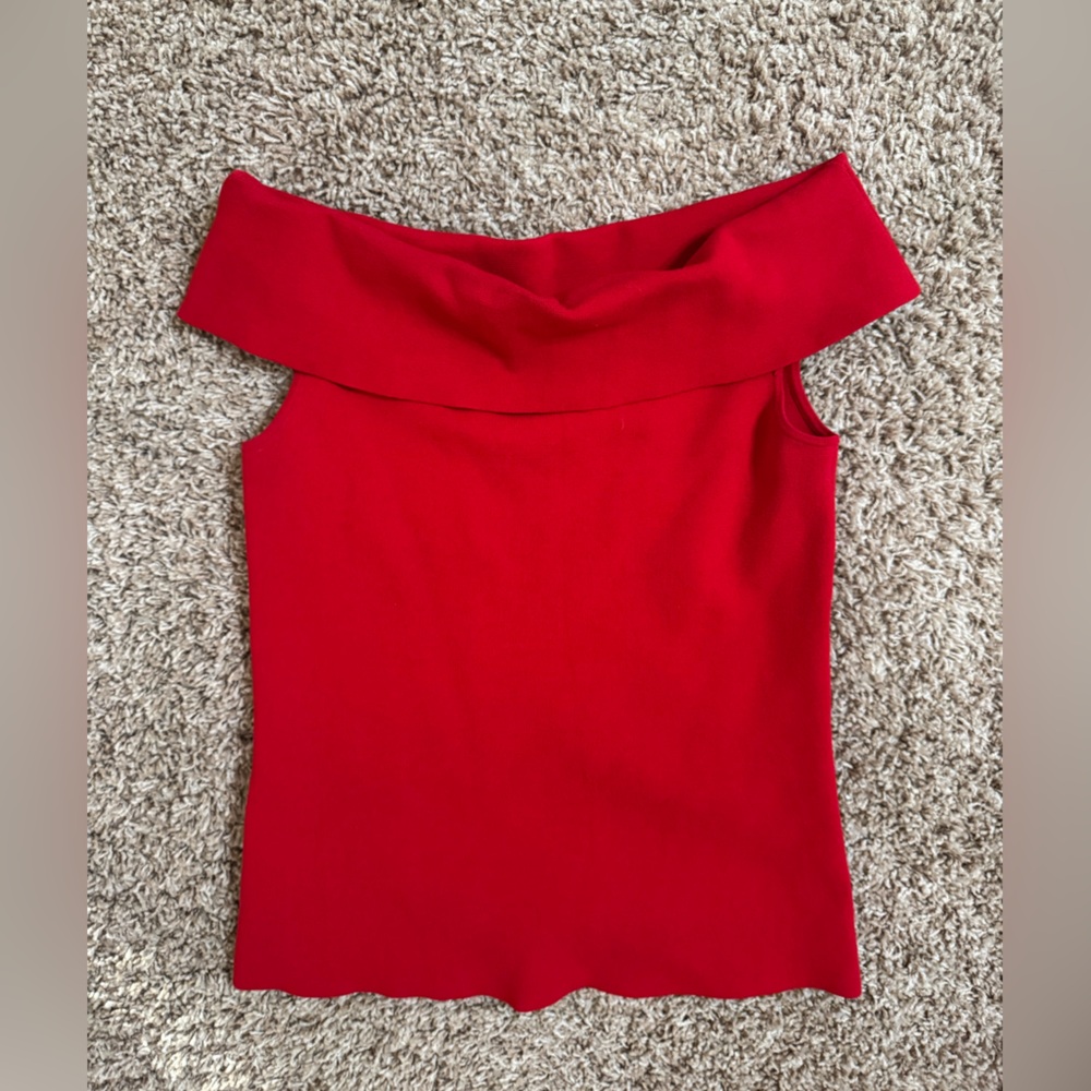 Ann Taylor Red Off the Shoulder Top